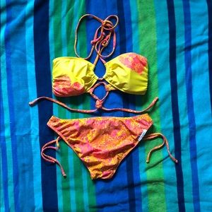 Pink and Yellow Floral Bikini